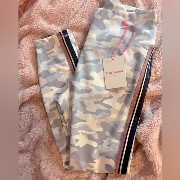 Juicy Couture Pants - 🍒 Juicy Couture Sport Leggings – Gray Camo & Glitter Stripe | Large | y2k bling